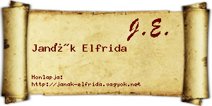 Janák Elfrida névjegykártya